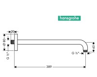 MEDIDAS BRAZO DUCHA MURAL HANSGROHE